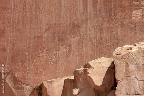 Petroglyph or rock art carvings in Freemont, Utah photo