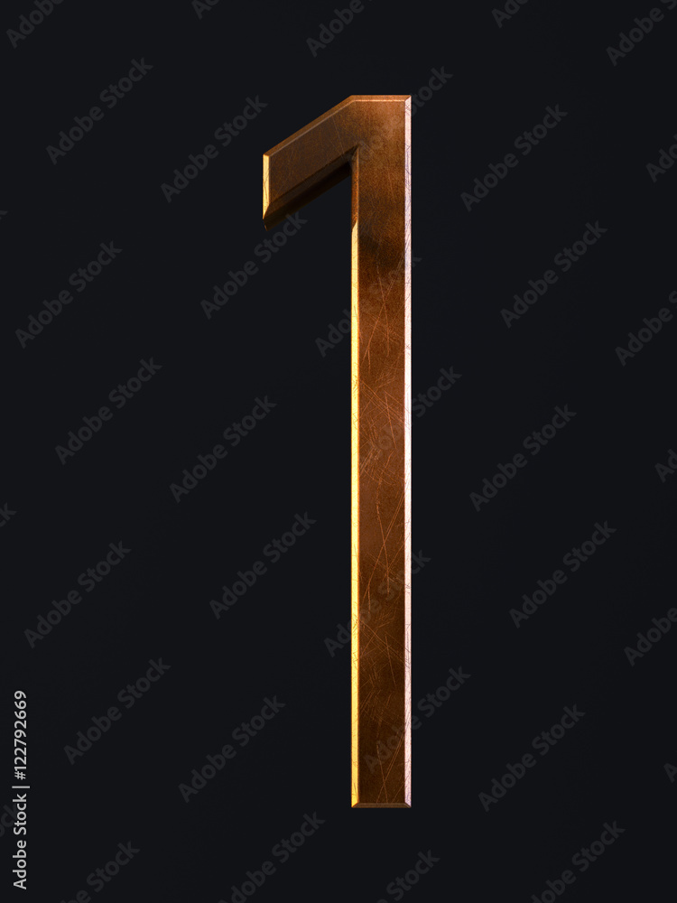 Golden scratch alphabet letter symbol 1 one Golden scratch alphabet letter symbol 1 one