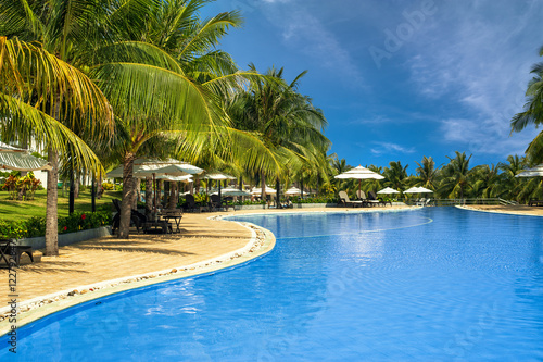 Swimming pool in amazing tropical luxury hotel. Mui Ne  Vietnam travel destinations