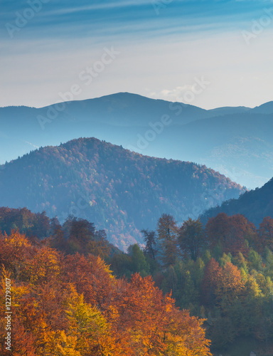 October autumn scenery in remote mountain area in Transylvania