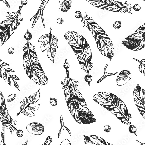 seamless pattern feathers