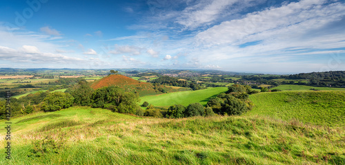 A panoramic view of the Dorset countryside from Quarry Hill near Bridport and looking towards Colmer's Hill a local landmark