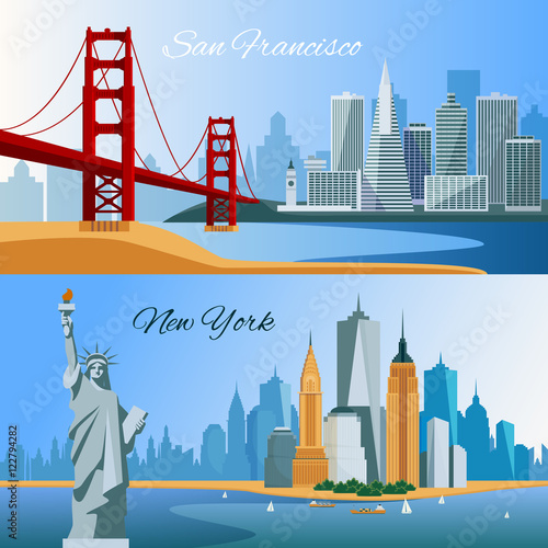 Canvas Print USA Flat Composition Banners