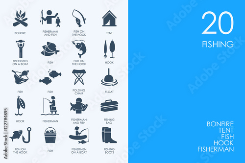 Set of BLUE HAMSTER Library fishing icons