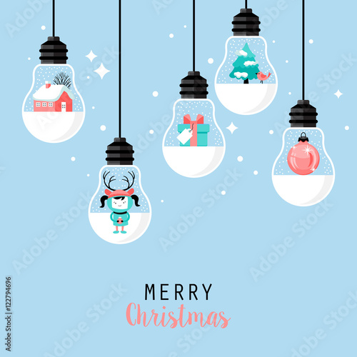 Modern Christmas card flat  stylish design. Creative design with