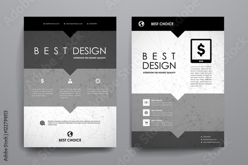 Set of brochure, poster design templates in Molecular structure style