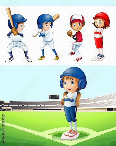 Kids playing baseball in the field