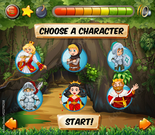 Computer game template with fairytales characters