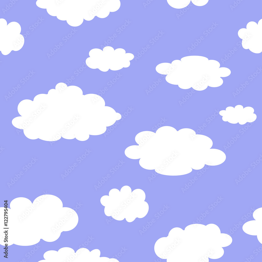 Seamless blue background with clouds