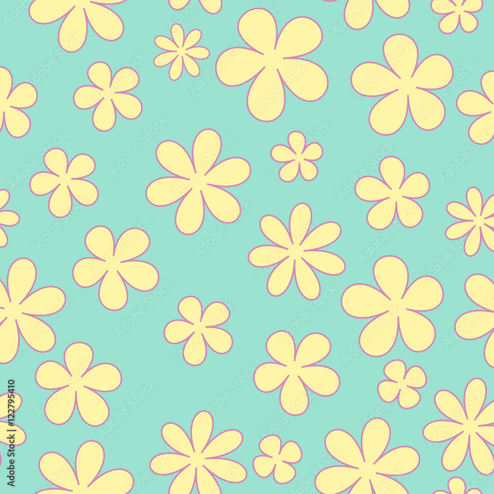 Fototapeta premium Seamless cartoon hilarious background with daisies