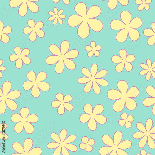 Seamless cartoon hilarious background with daisies
