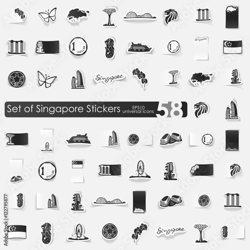 Set of Singapore stickers