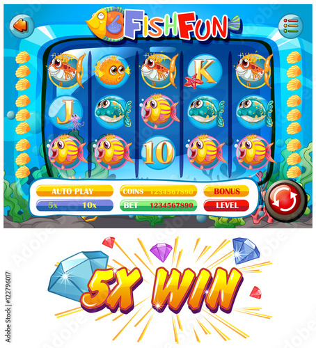 Slot game template with fish characters