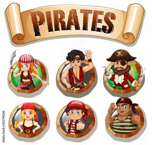 Pirates on round badges