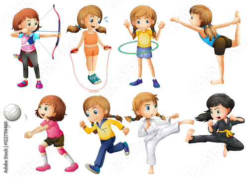 Girls doing different kinds of sport