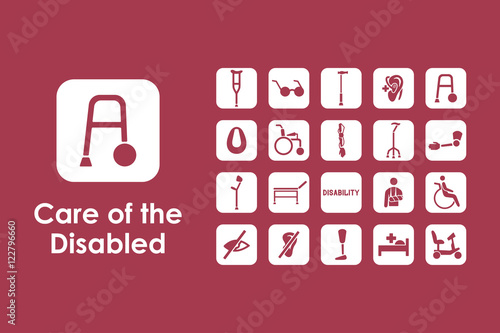 Set of people with disabilities simple icons