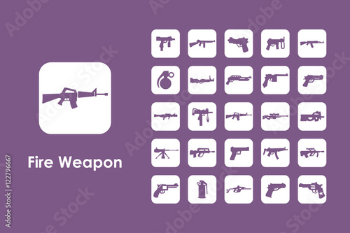 Set of firearms simple icons