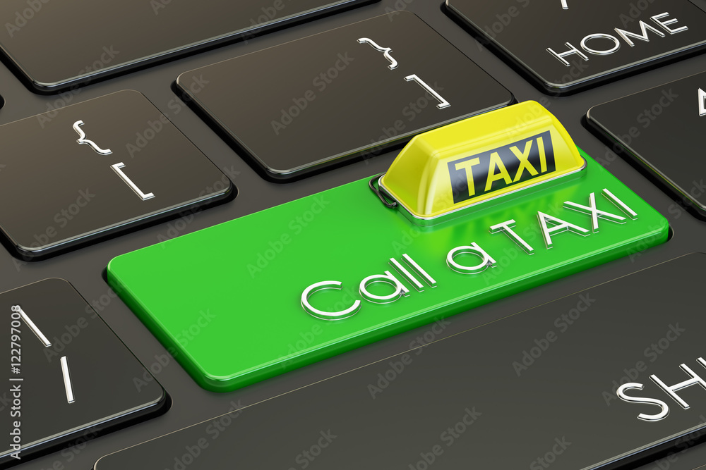 Fototapeta premium Call a TAXI concept on keyboard, 3D rendering