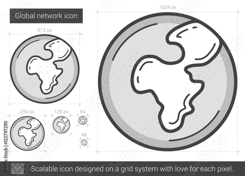 Global network line icon.