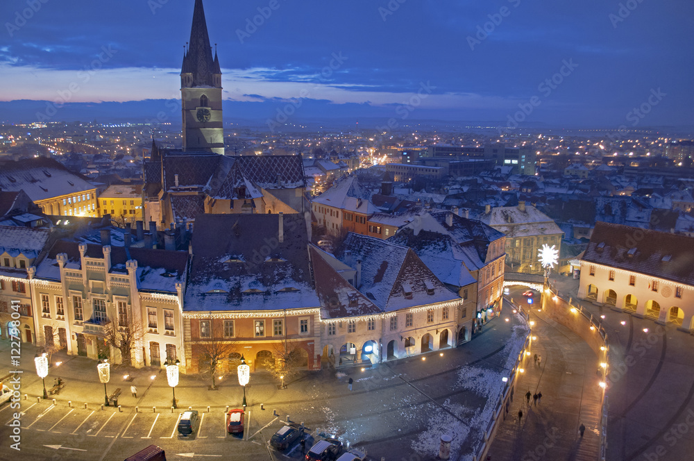 Naklejka premium Winter in Sibiu