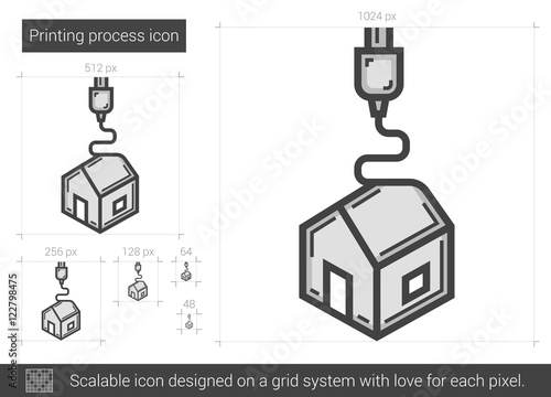 Printing process line icon.