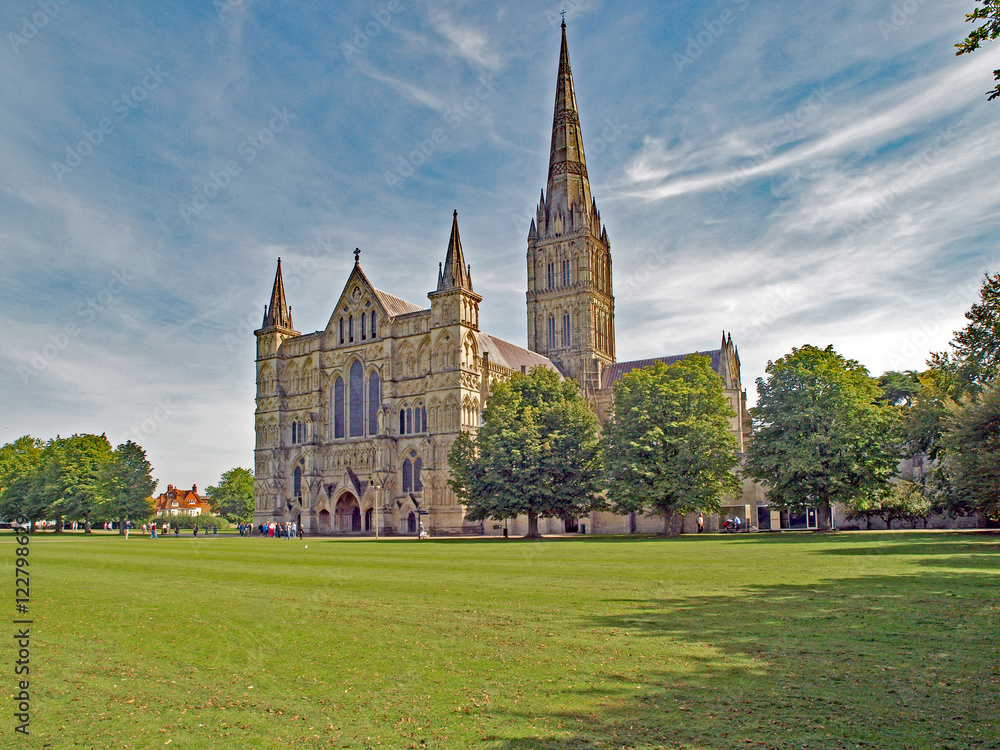 13th Century A.D. Salisbury Cathedral in Wiltshire, England