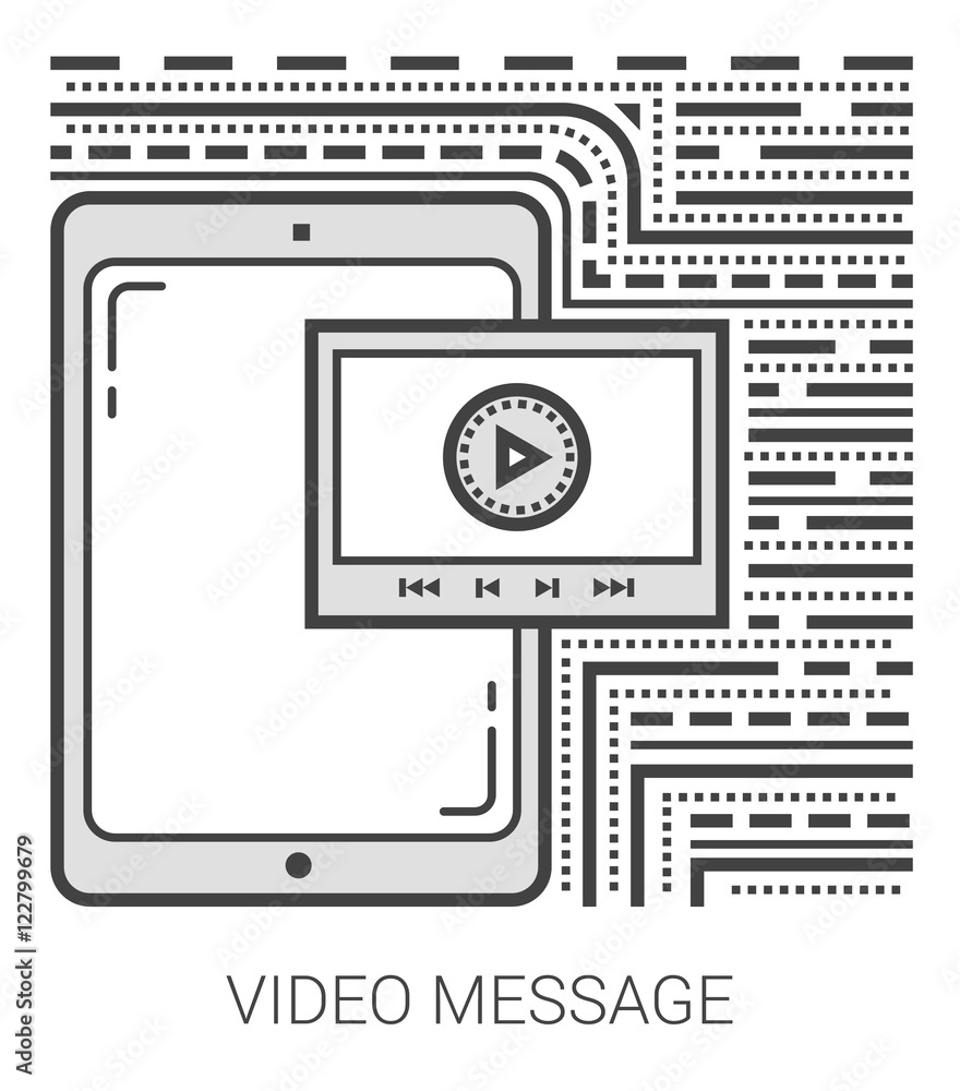 Video message line icons. Video message line icons.