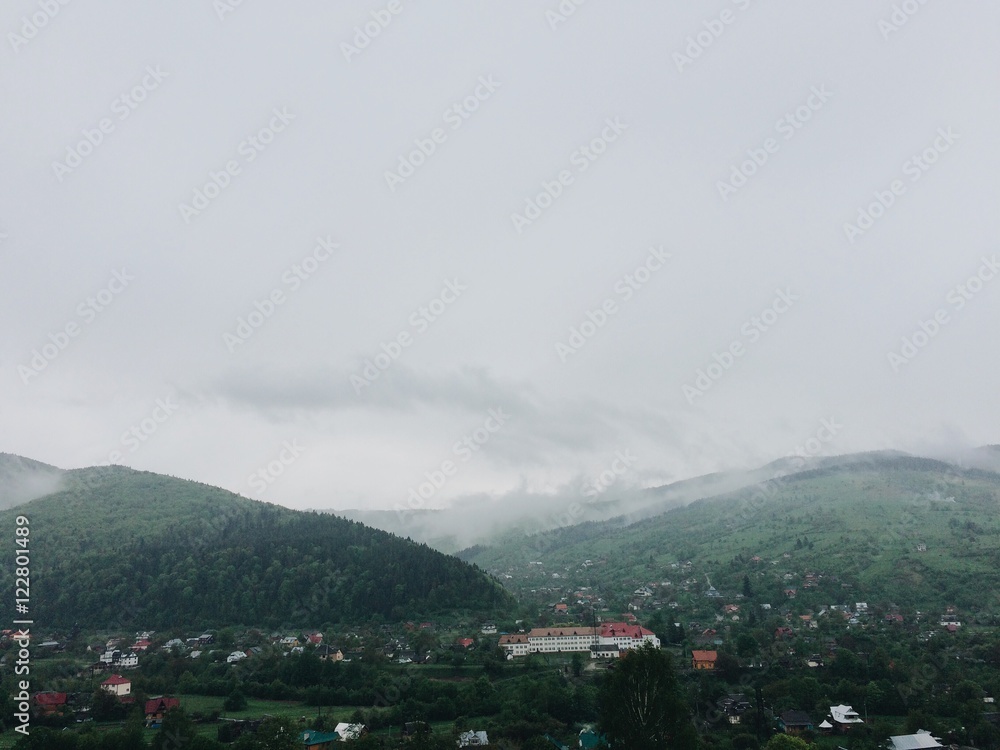 small mountain city after rain small mountain city after rain