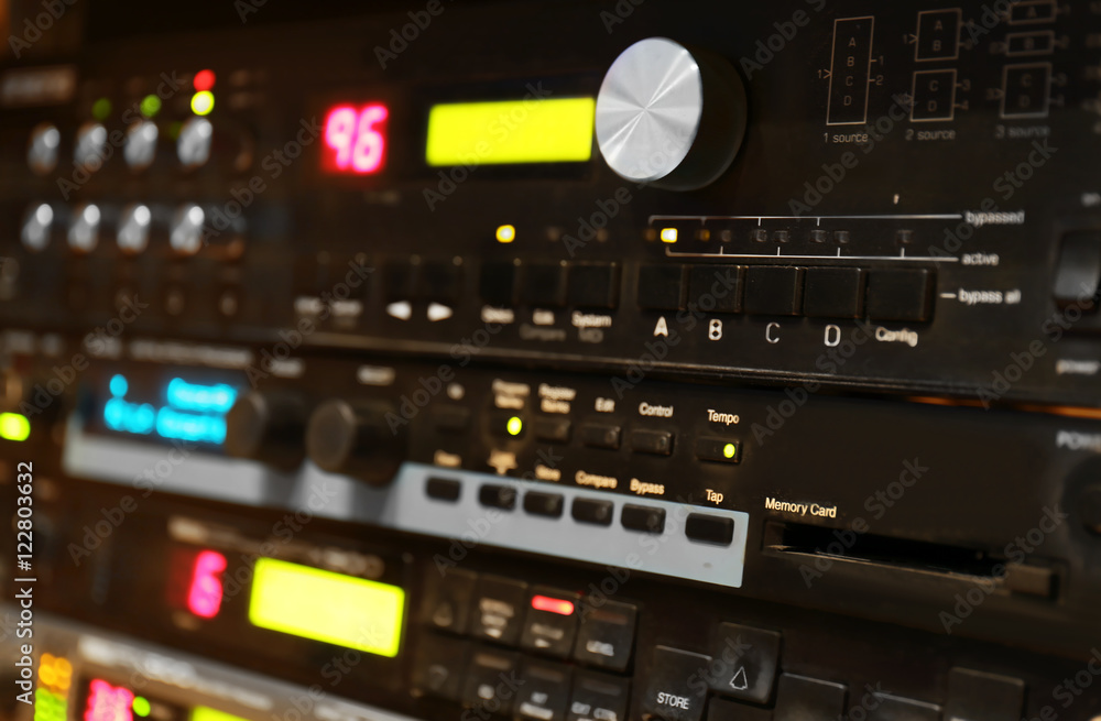 Mixer in a recording studio, close up Mixer in a recording studio, close up