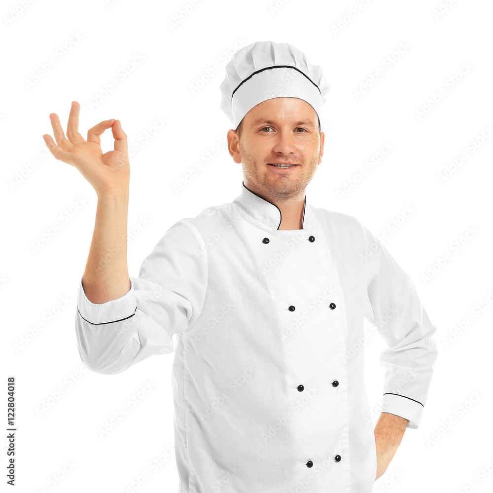 Young chef cook isolated on white Young chef cook isolated on white