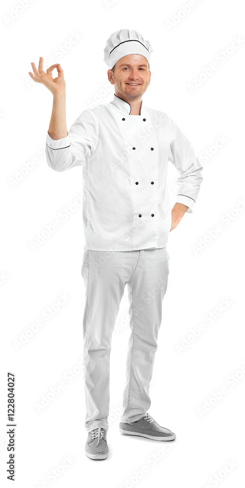 Young chef cook isolated on white Young chef cook isolated on white