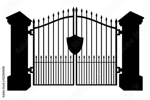Cemetery Gates Silhouette Isolated on White Background 3D Illustration