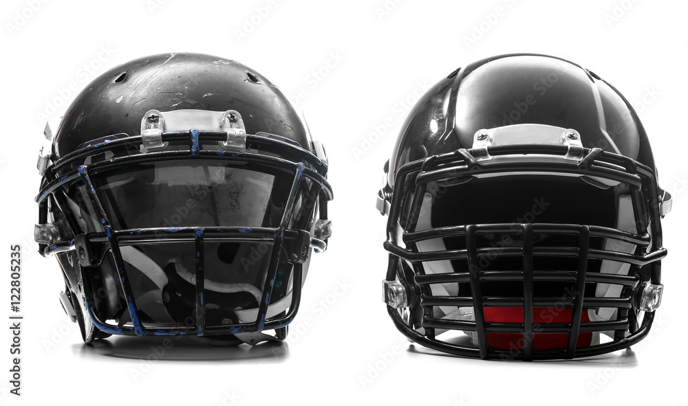 Rugby helmets on white background Rugby helmets on white background