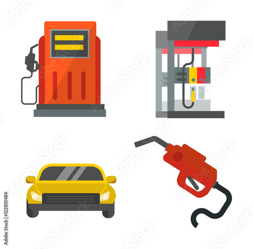 Gas oil station vector set.