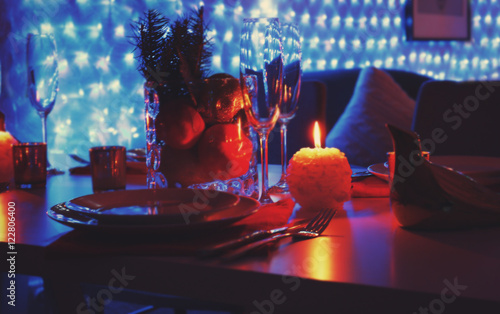 Close up view of table set ...