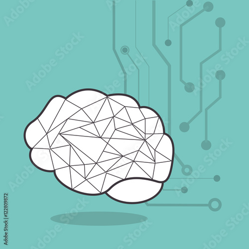 human brain and circuit icon image vector illustration design 