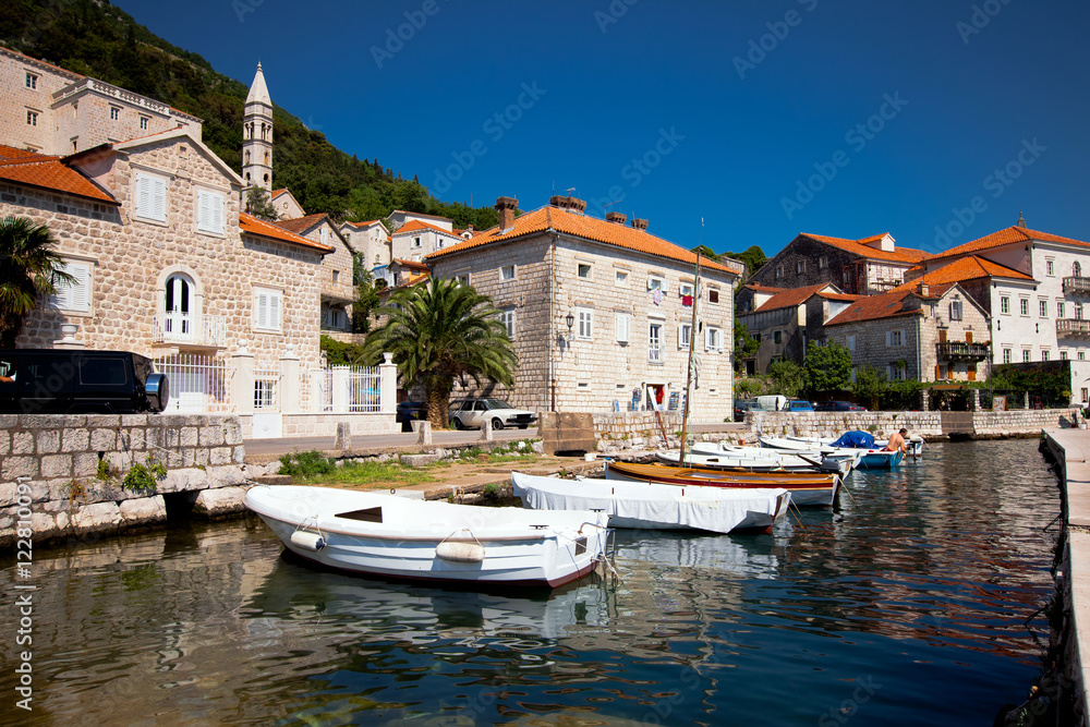 Panorama view of Perast city in Montenegro