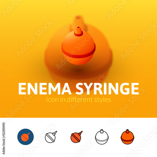 Enema syringe icon in different style