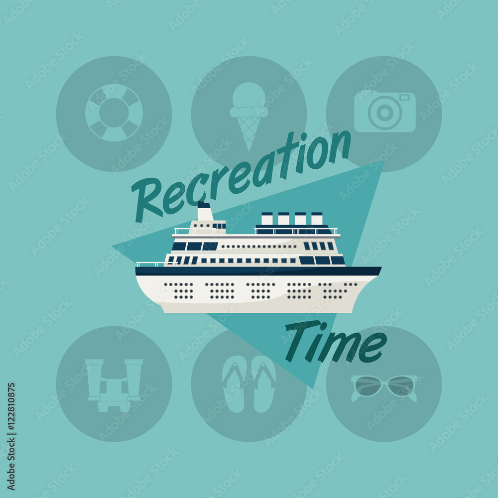 Obraz premium cruise ship with travel vacation or holidays related icons image vector illustration