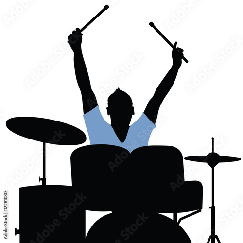 man playing drumms silhouette music illustration