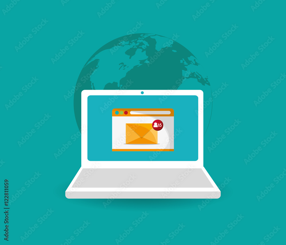 computer with digital messaging related icons image vector illustration design computer with digital messaging related icons image vector illustration design