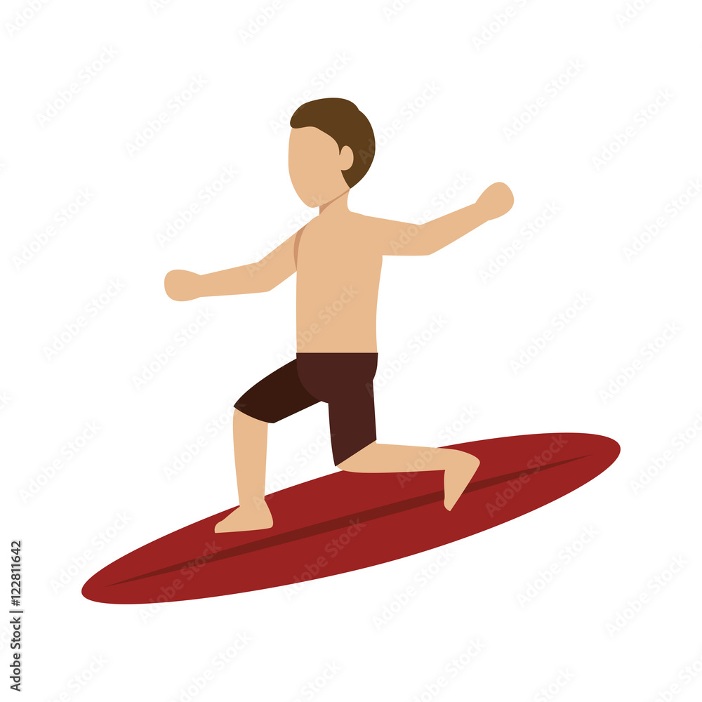 surfer man silhouette. extreme aquatic sport. vector illustration