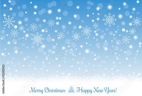 Merry Christmas background with snowflakes and light. Vector Illustration. xmas