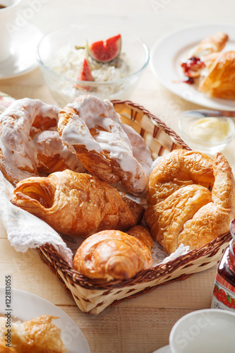 Close-up view of fresh croissants