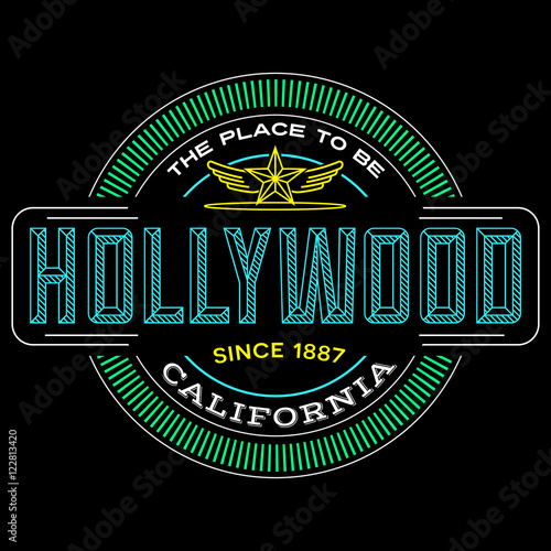 hollywood, California linear logo design for t shirts and stickers