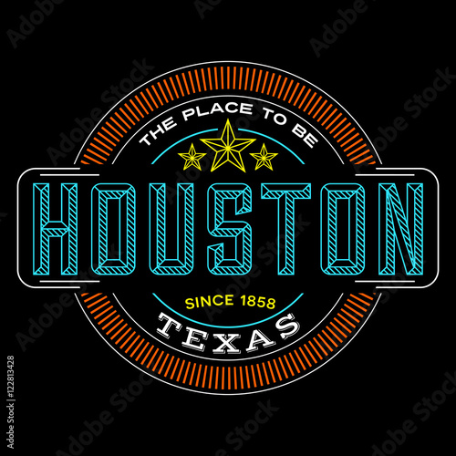 houston, texas linear logo design for t shirts and stickers