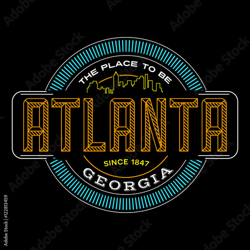 atlanta, georgia linear logo design for t shirts and stickers
