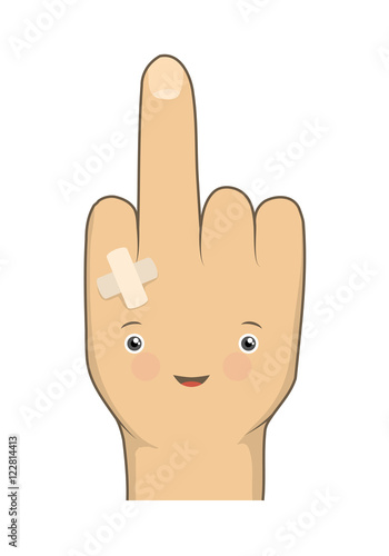 Vector cartoon funny middle finger.