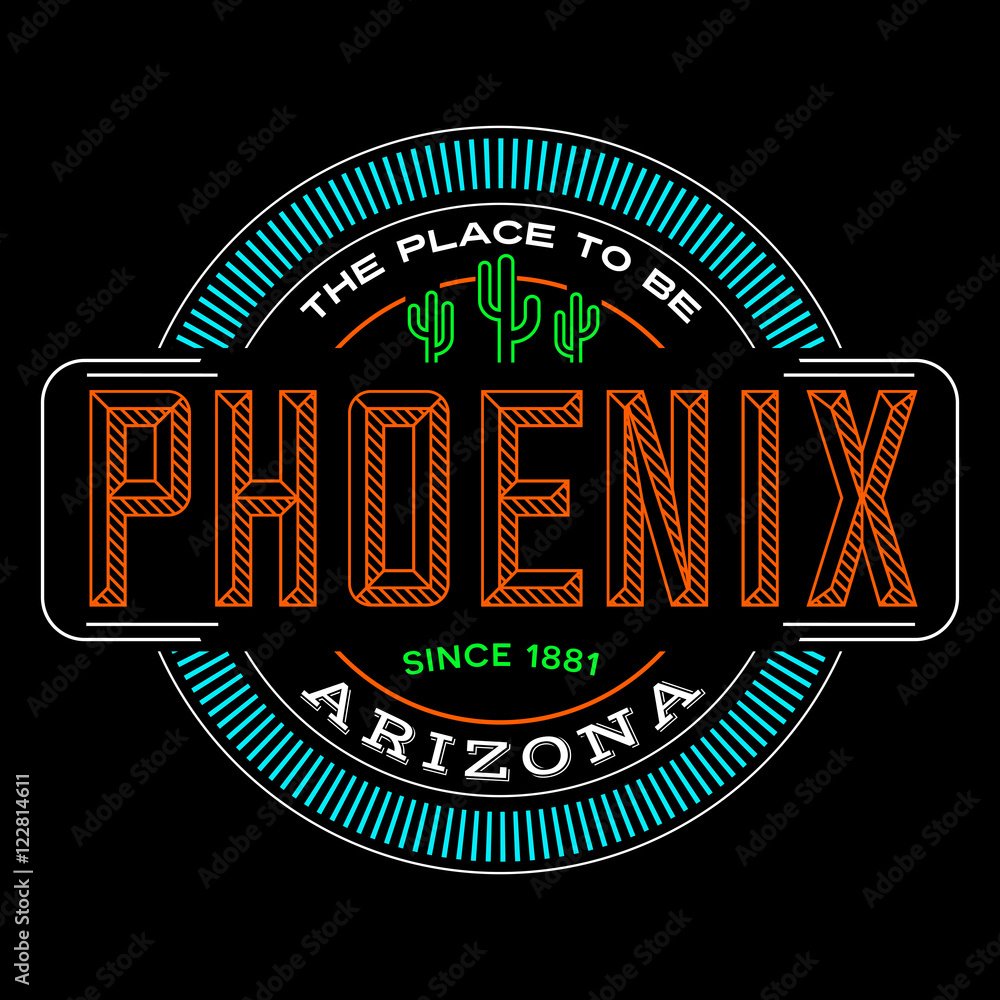 Obraz premium phoenix, arizona linear logo design for t shirts and stickers