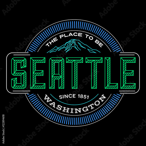 seattle  washington linear emblem design for t shirts and stickers